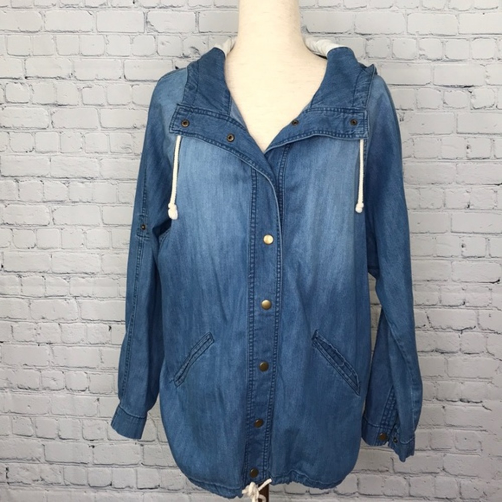 LIFE IN PROGRESS Faded Blue Denim Parka sz S - Picture 1 of 9